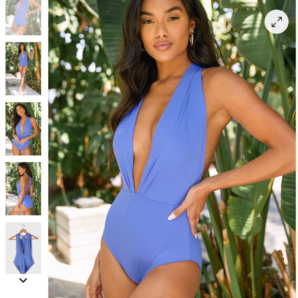 Lulus Periwinkle Blue Swimsuit - One Piece Halter Swimsuit